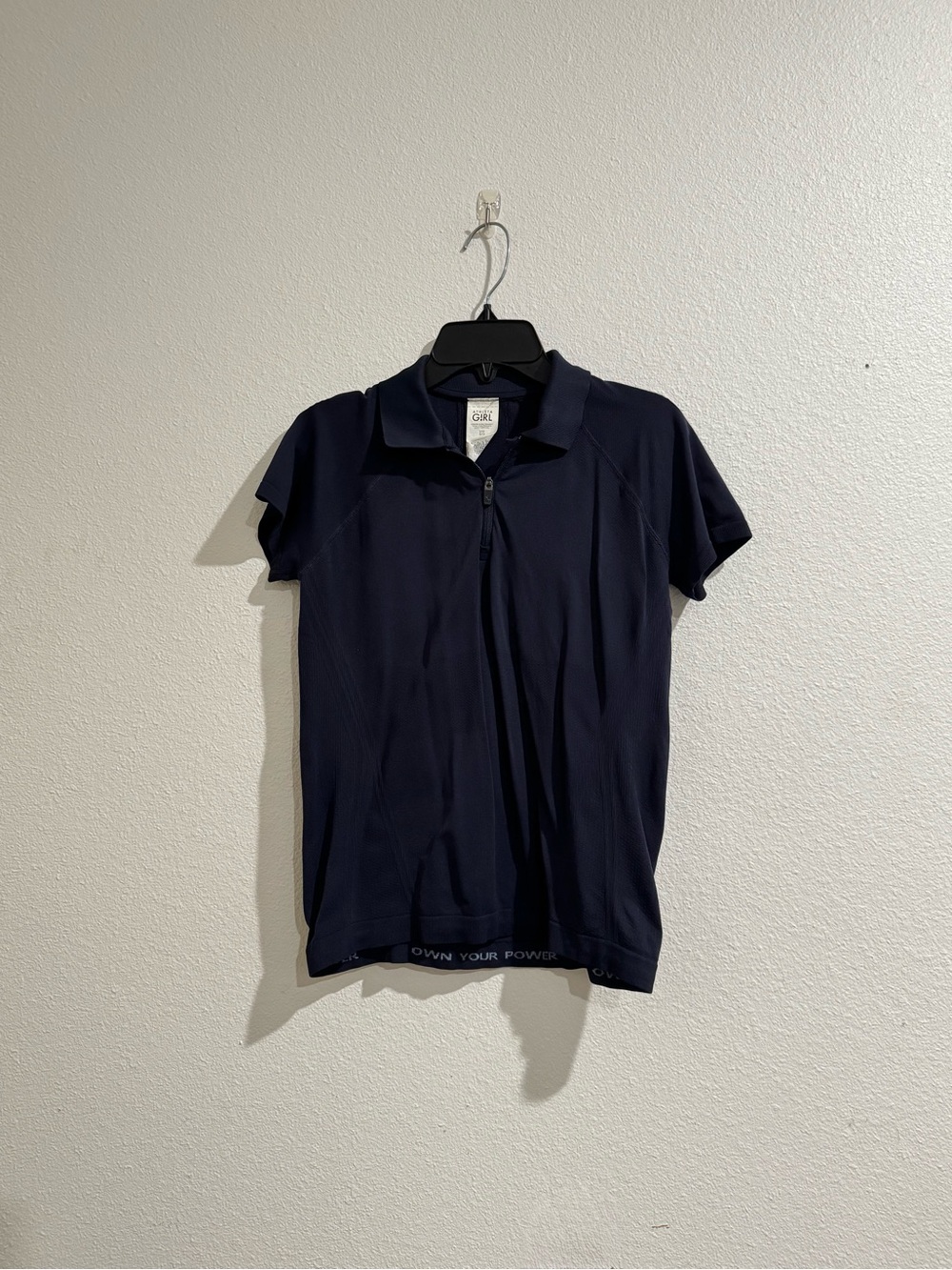 Athleta Navy Short Sleeve Zip Polo